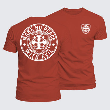 Luxe Mercerized Cotton Tee -  Make No Peace with Evil Knight Templar Jerusalem Cross
