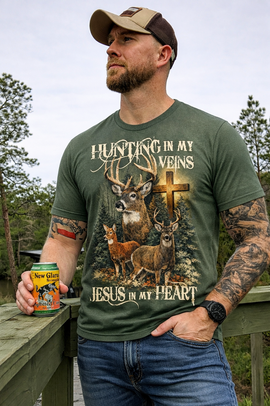 Hunting In My Veins Jesus In My Heart T-Shirt