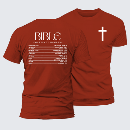 Luxe Mercerized Cotton Tee - Bible Emergency Numbers