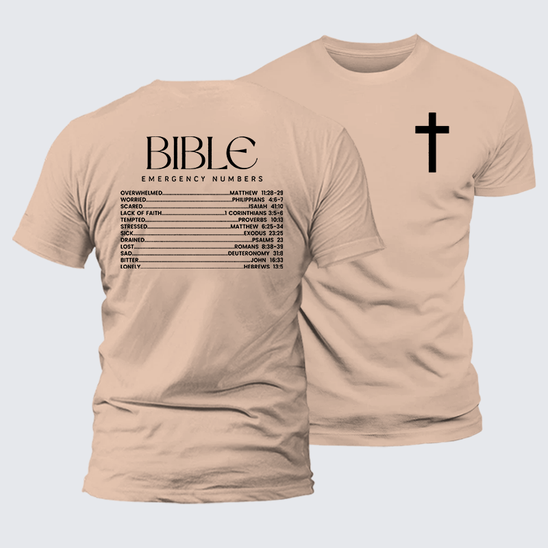 Luxe Mercerized Cotton Tee - Bible Emergency Numbers
