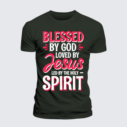 Luxe Mercerized Cotton Tee - Blessed By God Loved By Jesus Led By The Holy Spirit