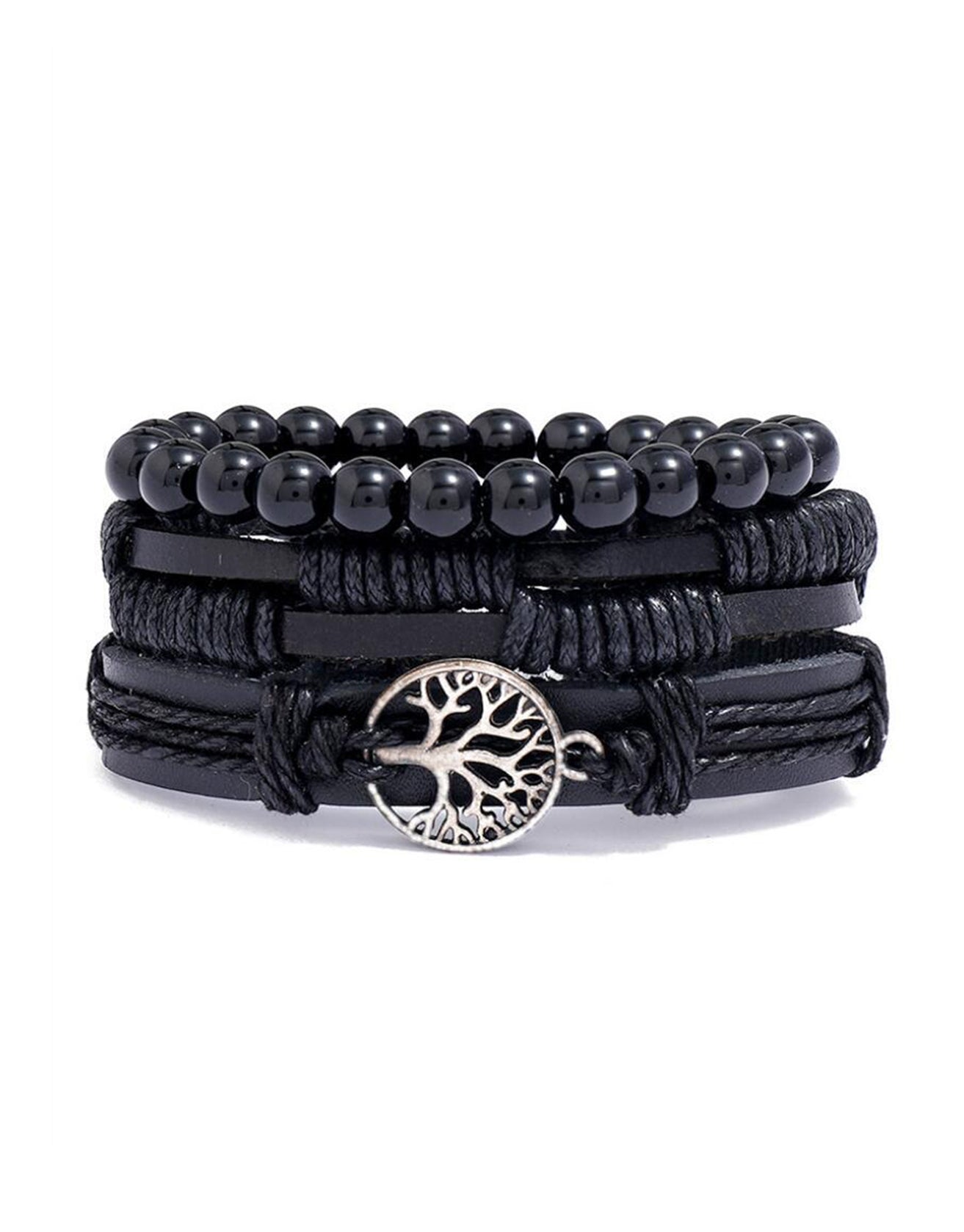 ADRAMATA Viking Bracelets Set Beads Braided Leather