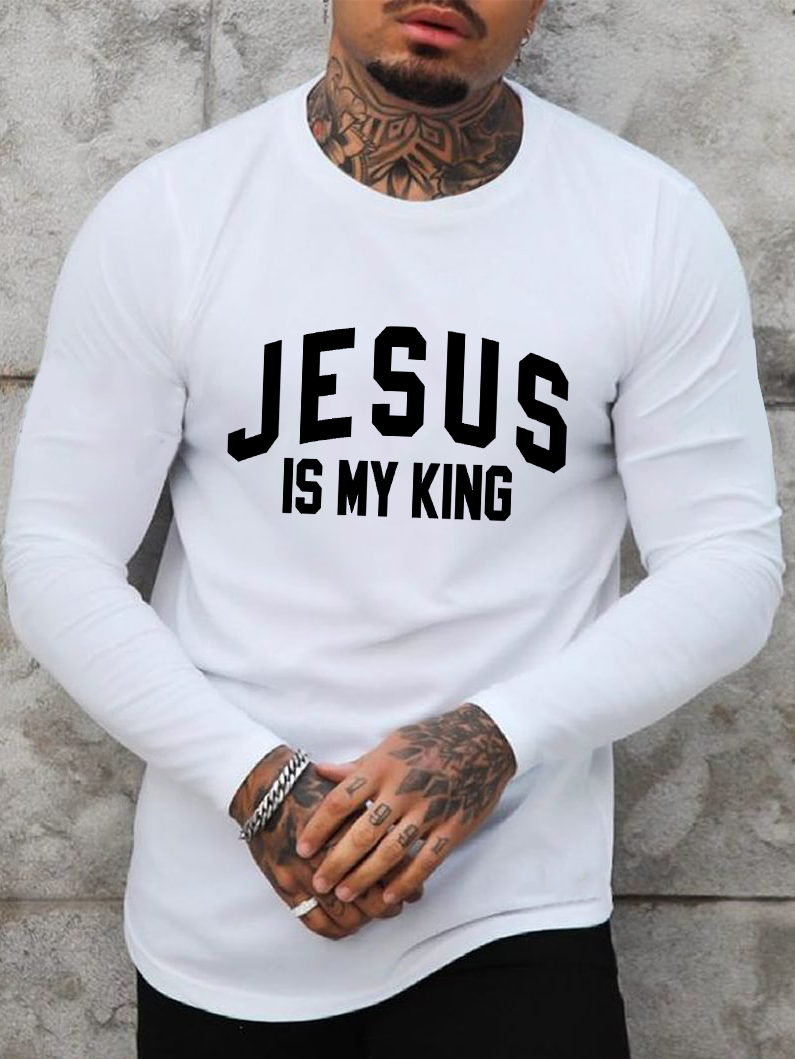 Jesus is my king Cotton Crew Neck Long Sleeve T-Shirt