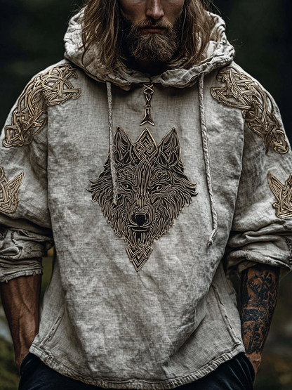 Viking Style Inspired Celtic Fenrir Wolf Totem Printed Unisex Casual Hoodie
