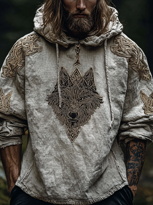 Viking Style Inspired Celtic Fenrir Wolf Totem Printed Unisex Casual Hoodie