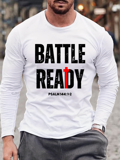 Battle Ready Psalm 144:1-2 Christian Cotton Long Sleeve T-Shirt