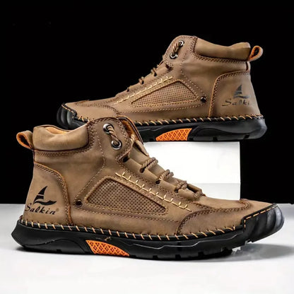 BIG SALE LIMITED STOCK! Men's Comfortable Handmade Leather Boots – Waterproof, Arch Support, Pressure Relief, Spacious Toe Box Outdoor Leather Shoes