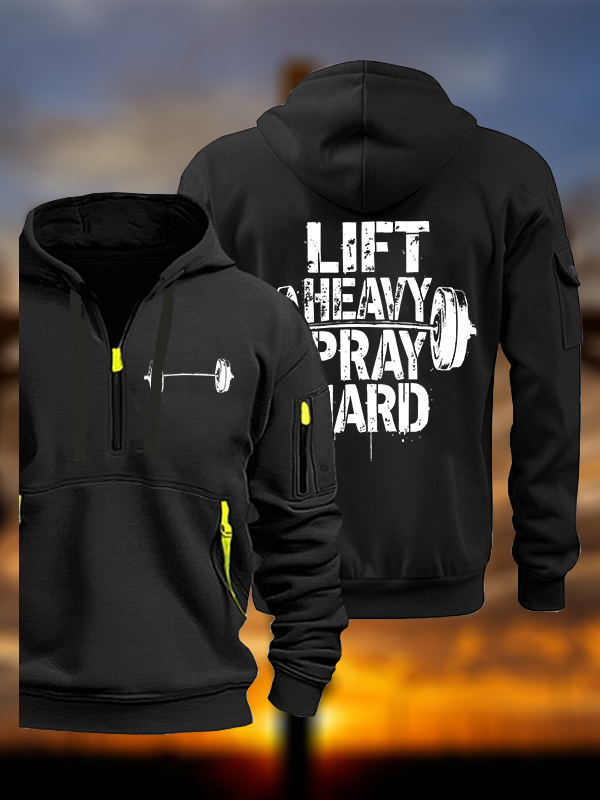 Lift Heavy Pray Hard Jesus God Christian Zipper Hoodies