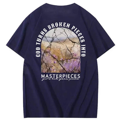 God Turns Broken Pieces Into Masterpieces Christian Pattern Crew Neck T-Shirt