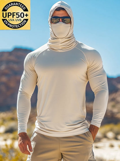 Men's Outdoor Sun Protection Breathable Cool Hooded Sun Protection Long Sleeve Top
