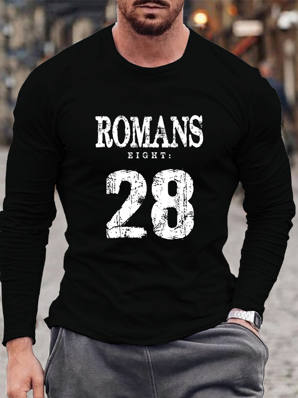Bible Verse Romans 8:28 Gospel Christian Cotton Long Sleeve T-Shirt