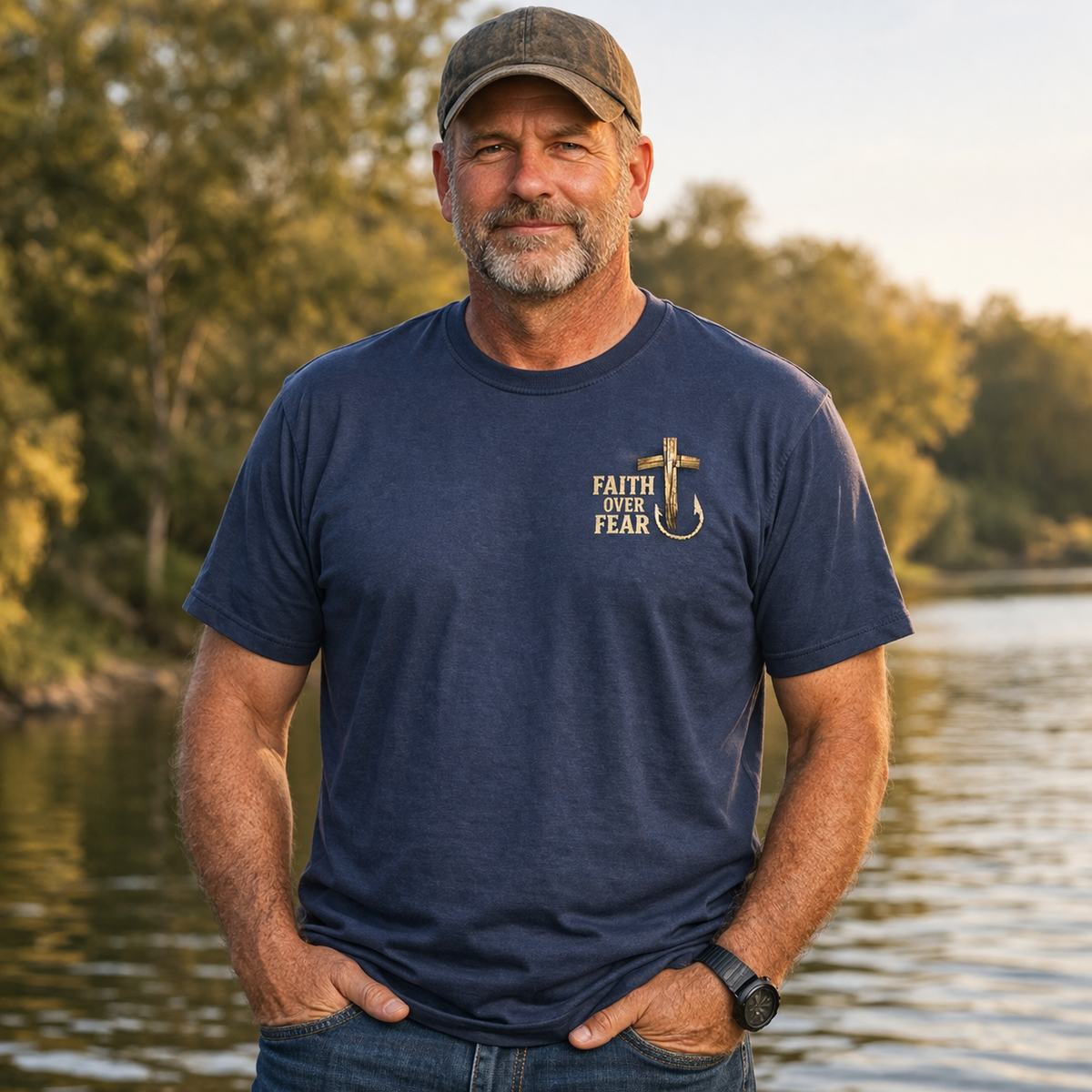 Faith Over Fear Cast Your Worries On The Lord He's Got The Catch - 1 Peter 5:7 T-Shirt