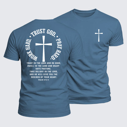 Luxe Mercerized Cotton Tee - Work Hard Trust God Pray Hard
