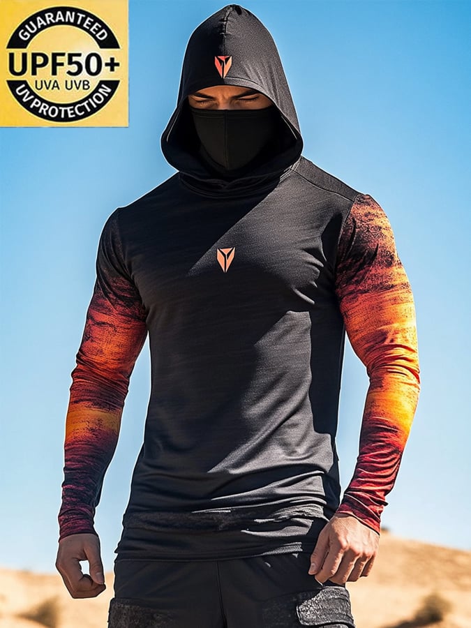 Men's Outdoor Sun Protection Cool Hooded Sun Protection Long Sleeve Top