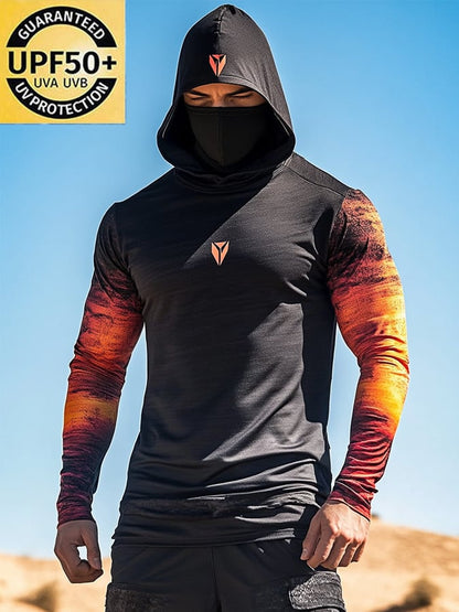 Men's Outdoor Sun Protection Cool Hooded Sun Protection Long Sleeve Top