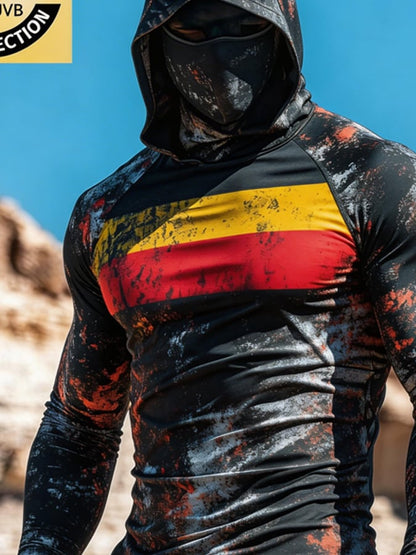 Men's Outdoor Sun Protection Breathable Cool Hooded Sun Protection Long-Sleeved Top