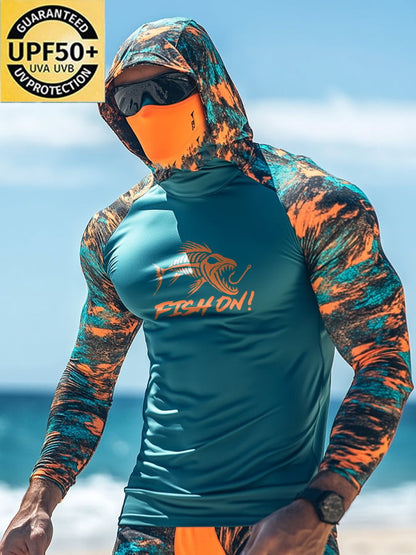 Men's Outdoor Sun Protection Breathable Cool Hooded Sun Protection Long-Sleeved Top