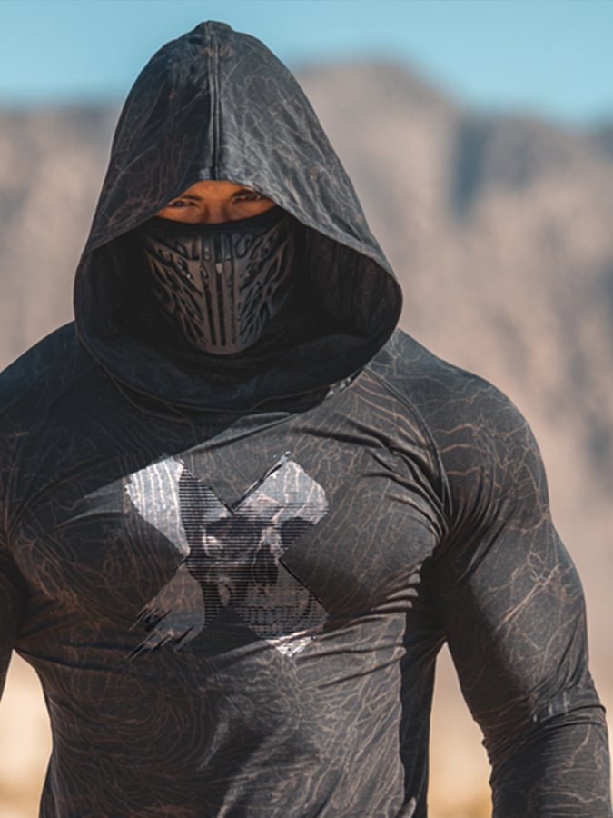 Men's Outdoor Sun Protection Breathable Cool Hooded Sun Protection Long Sleeve Top