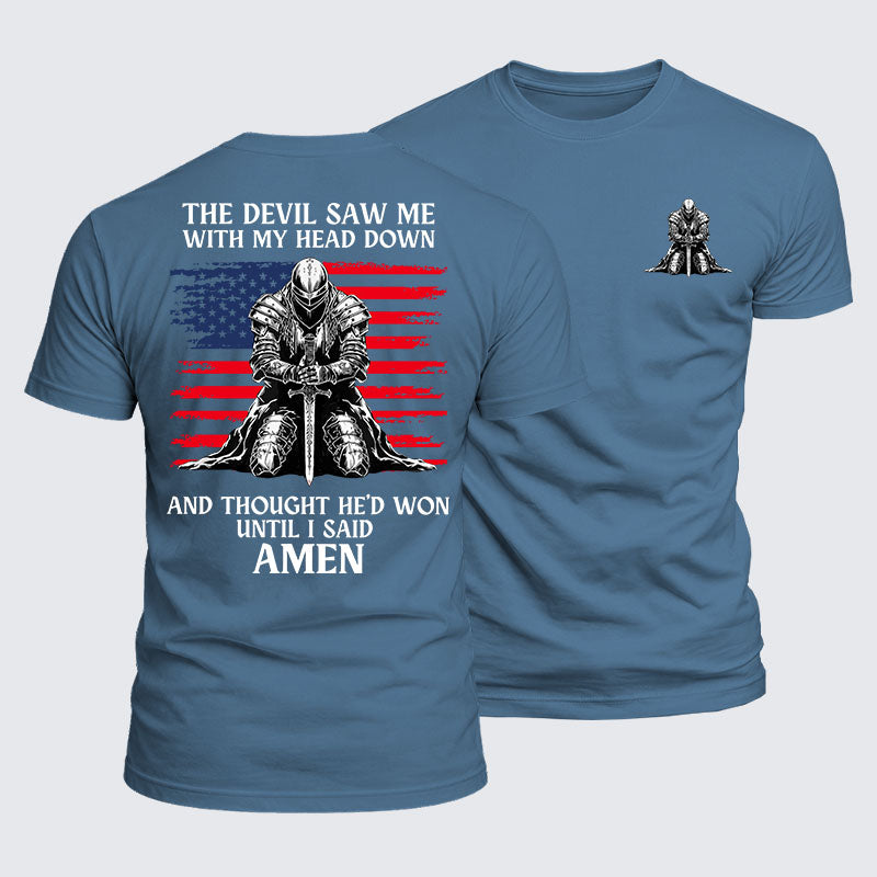 Luxe Mercerized Cotton Tee - The Devil Saw Me Until I Said Amen