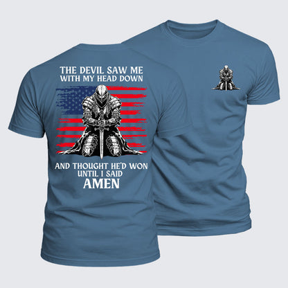 Luxe Mercerized Cotton Tee - The Devil Saw Me Until I Said Amen
