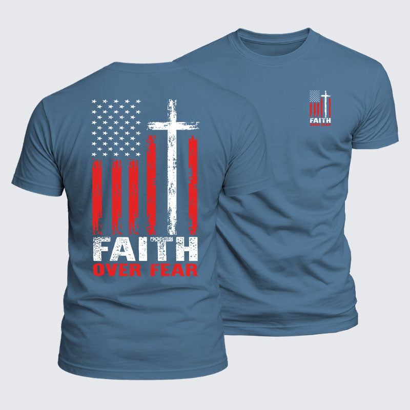 Luxe Mercerized Cotton Tee - Faith Over Fear Flag