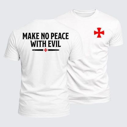 Luxe Mercerized Cotton Tee - Make No Peace with Evil Knight Templar Cross