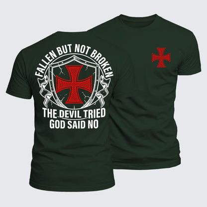 Luxe Mercerized Cotton Tee - Fallen But Not Broken The Devil Tried God Said No