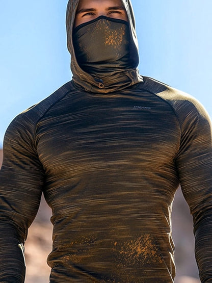 Men's Outdoor Sun Protection Breathable Cool Mask Hooded Sun Protection Long-Sleeved Top