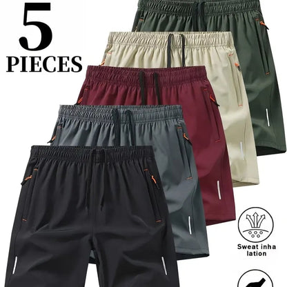 Men's  5-Pack Quick-Dry Shorts – Lightweight Breathable Athletic & Casual Shorts
