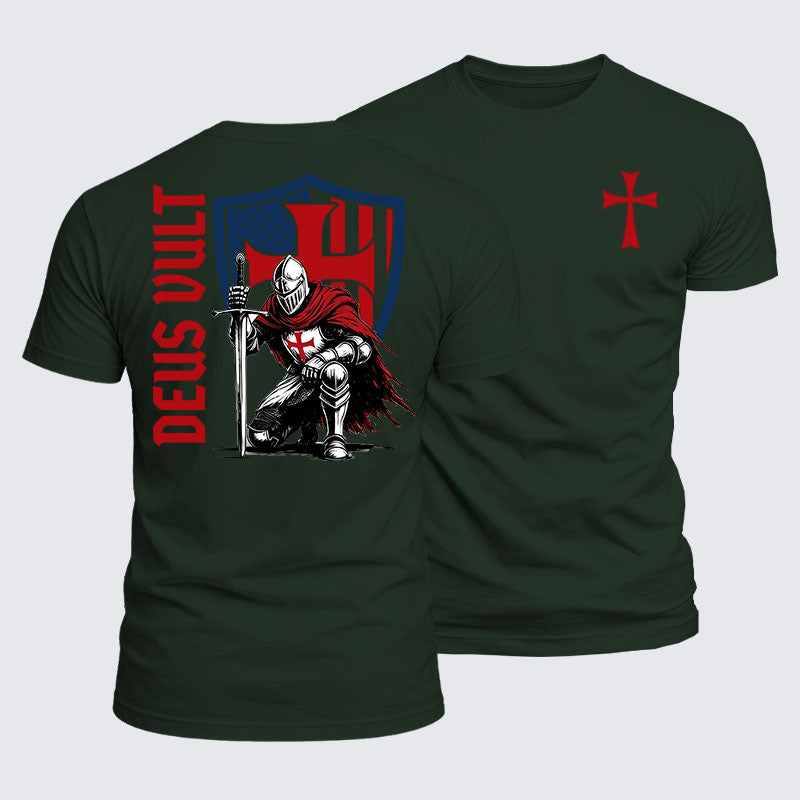 Luxe Mercerized Cotton Tee - Templar Knight Crusader Deus Vult