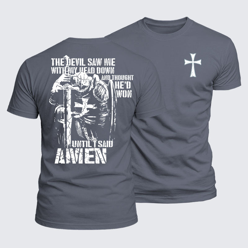 Luxe Mercerized Cotton Tee - The Devil Saw Me with My Head Down and Thought He'd Won Until I Said Amen