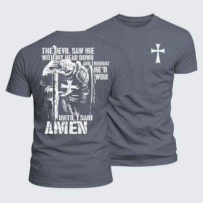 Luxe Mercerized Cotton Tee - The Devil Saw Me with My Head Down and Thought He'd Won Until I Said Amen