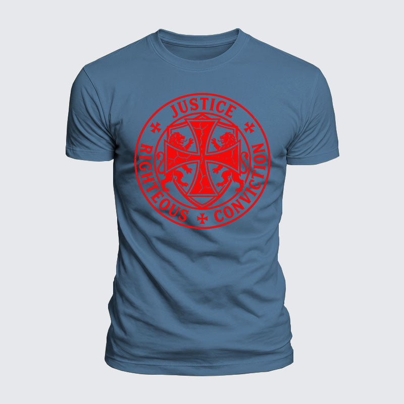 Luxe Mercerized Cotton Tee - Templar Virtues of the Knights Templar Shield