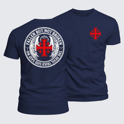 Luxe Mercerized Cotton Tee - Fallen But Not Broken The Devil Tried God Said No