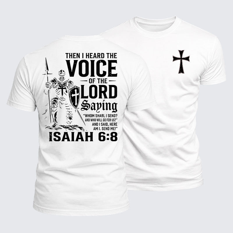 Luxe Mercerized Cotton Tee - Voice of the Lord Isaiah 6:8 Knight Warrior