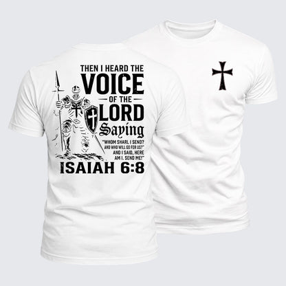Luxe Mercerized Cotton Tee - Voice of the Lord Isaiah 6:8 Knight Warrior