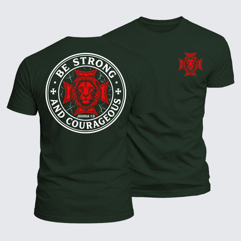 Luxe Mercerized Cotton Tee - Be Strong And Courageous Lion Joshua 1:9