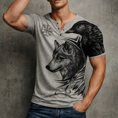 Graphic Wolf Viking Fashion Retro Retro Classic Men's 3D Printed T-shirt T-shirt Henley Shirt