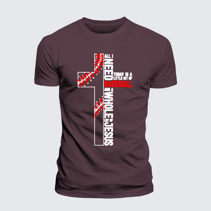 Luxe Mercerized Cotton Tee - I Need Baseball And Jesus