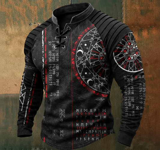 Nordic Viking Vegvísir Casual Long-Sleeve Shirt