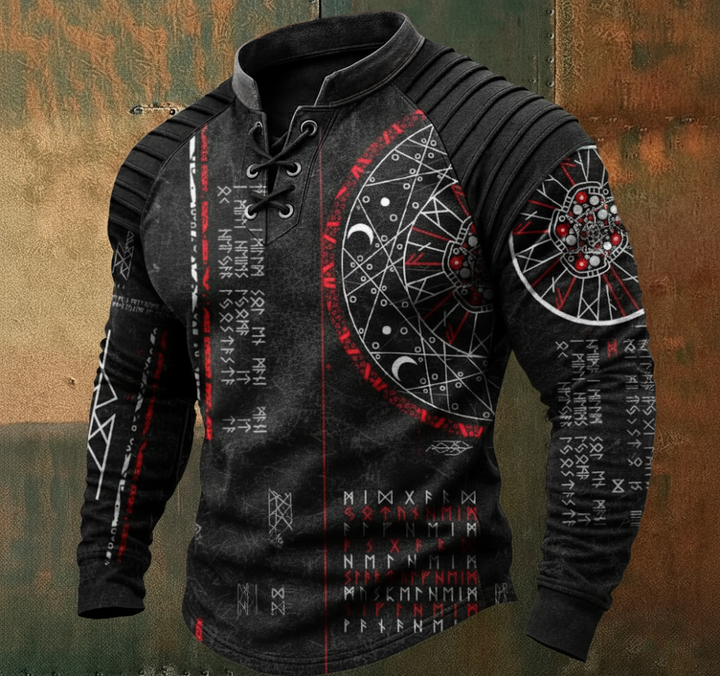 Nordic Viking Vegvísir Casual Long-Sleeve Shirt