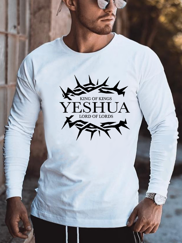 Yeshua Lord of Lord King of Kings Inspirational Cotton Long Sleeve T-Shirt