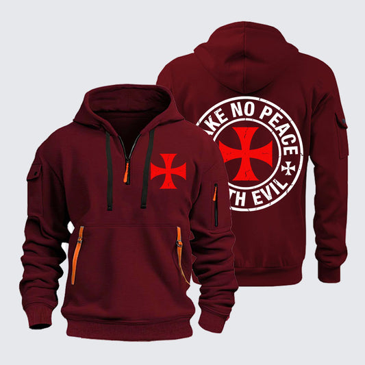 Zipper Hoodies - Make No Peace with Evil Knight Templar Cross