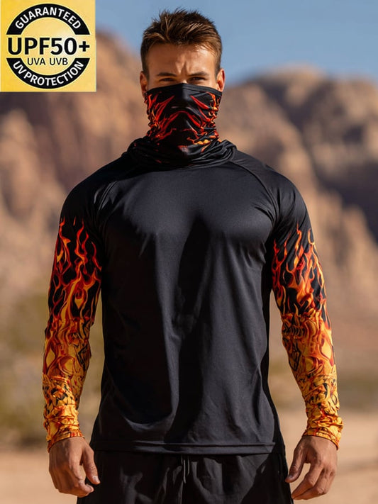Men's Outdoor Sun Protection Breathable Cool Hooded Sun Protection Long Sleeve Top