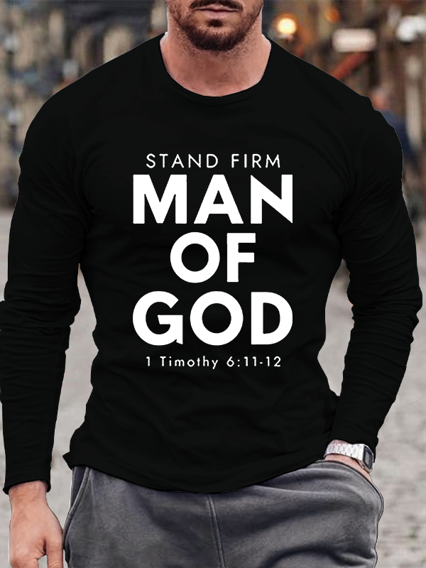 Man of God 1 Timothy 6:11-12 Jesus God Christian Cotton Long Sleeve T-Shirt