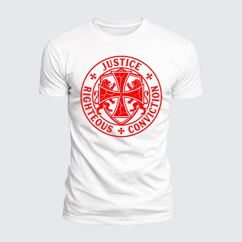 Luxe Mercerized Cotton Tee - Templar Virtues of the Knights Templar Shield