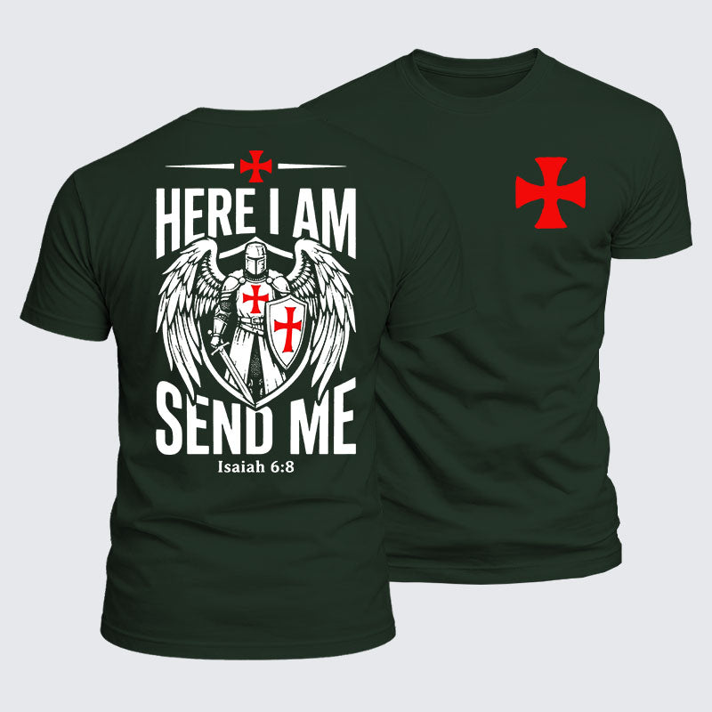 Luxe Mercerized Cotton Tee - Here I Am Send Me Knight Templar Crusader