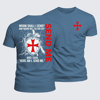 Luxe Mercerized Cotton Tee -  Here I Am Send Me Isaiah 6:8 Knight Templar Crusader