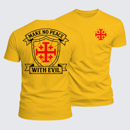 Luxe Mercerized Cotton Tee - Make No Peace with Evil Knight Templar Jerusalem Cross