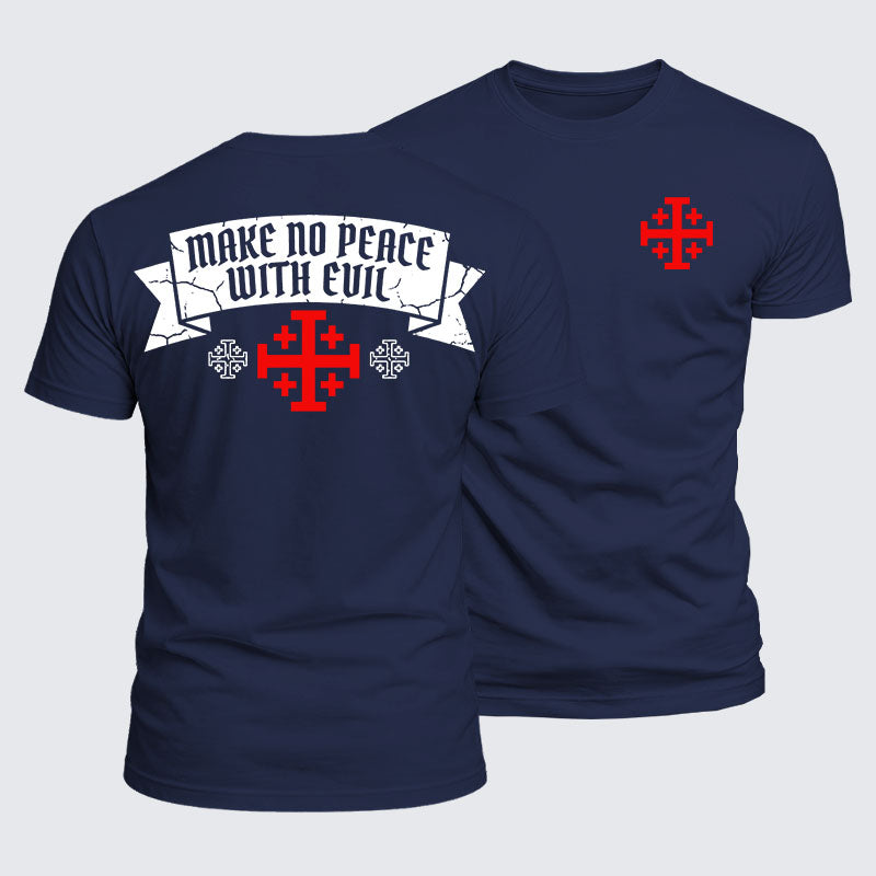 Luxe Mercerized Cotton Tee - Make No Peace with Evil Knight Templar Jerusalem Cross